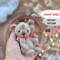 Reindeer CROCHET PATTERN, vintage Christmas amigurumi teddy deer toy, crochet reindeer PDF pattern