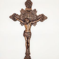 crucifix wooden cross 9.45" (24,7 cm) height, jesus christ, carved wooden cross, catholic cross wood crucifix catholic