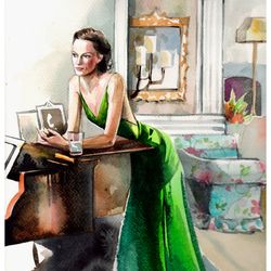original watercolor painting keira knightley painting female painting beautiful woman art female art