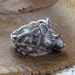 Wolf Ring.Silver Wolf Ring.Fenrir Ring.Animal Ring.Wolf totem.Wolf jewelry.Silver Wolf Jewelry.Viking Wolf.Silver Animal