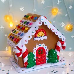 Felt Gingerbread House box pattern PDF