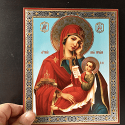 The Mother of God Assuage My Sorrows |  Gold and silver foiled icon on wood | Size: 8 3/4"x7 1/4"