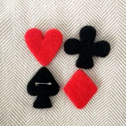 Set of 4 poker brooch Royal Flush Card brooch Brooch poker playing cards Poker Jewelry Alice Jewelry Hearts Clubs