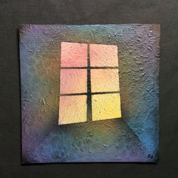 "kind mystery" , abstract painting , acrylic paints , cardboard