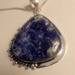 Stunning 925 Sterling Silver Sodalite Necklace