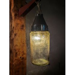 Soviet lamp, Vintage ussr industrial pendant, Loft chandelier, industrial 1970s