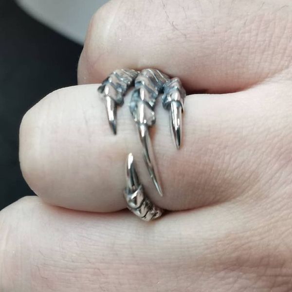 Crow's paw ring.  Silver 925 oxidized silver  spell ring magicians ring