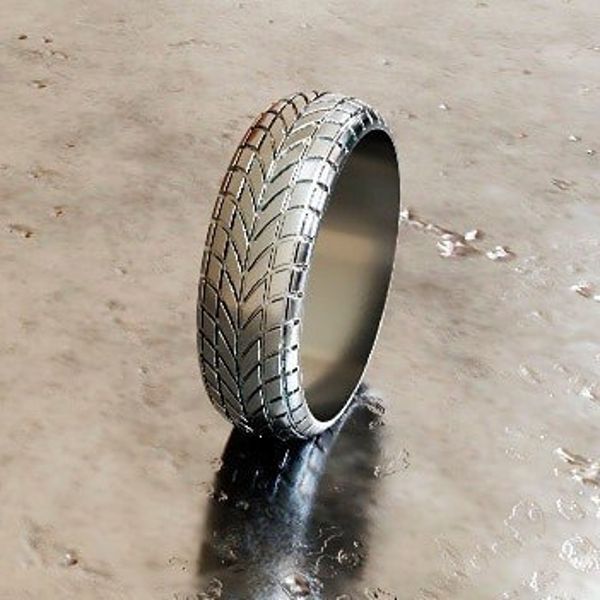 Silver moto tire ring oxidized wedding rings 925 gift