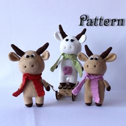 Crochet bull cow with calf pattern, bull cow amigurumi download