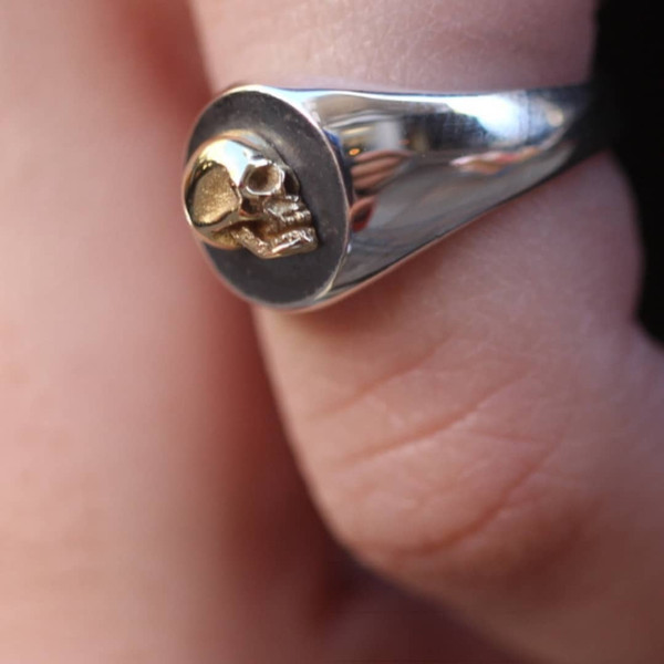 Simple lightweight skull ring silver 925 gold