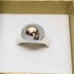 Simple lightweight skull ring silver 925 gold