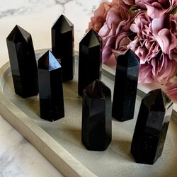 Obsidian Crystal Stone Natural Obelisk Tower Black Energy Chakra Wand Healing Gemstone Gems Quartz Meditation Witch gift