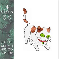 cat embroidery design, rick and morty cartoon, crazy kitty, 4 sizes