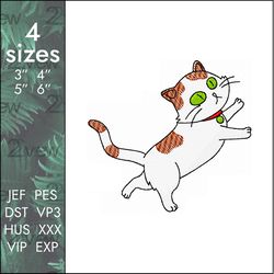 Cat Embroidery Design, Rick and Morty cartoon, crazy kitties, 4 sizes