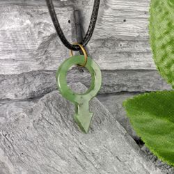 Male gender sex sign symbol of Mars from green natural jade, a gift for boyfriend,  Christmas gift.