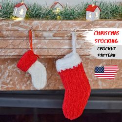 Christmas stocking CROCHET PATTERN, Christmas advent calendar stocking DIY, Christmas sock, Christmas tree decor
