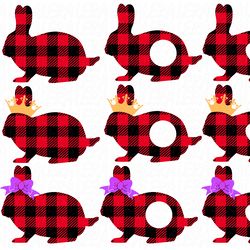 Rabbits Svg, Easter Svg, Easter Bunny Svg, Bunny Buffalo Plaid Svg Files, Digital download