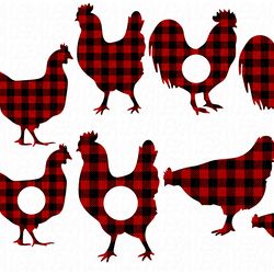 Chicken Svg, Farm Svg, Chicken Buffalo Plaid Svg Files, Digital download