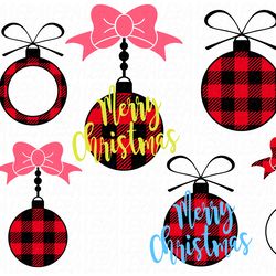 christmas ball svg, merry christmas svg, christmas ball buffalo plaid svg files, digital download