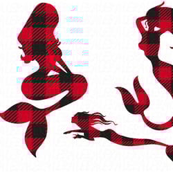 mermaid svg, mermaid buffalo plaid svg files, digital download