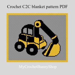 Crochet corner to corner Excavator graphgan blanket pattern PDF Download