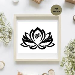 Black lotus cross stitch pattern, Flower cross stitch pattern, Floral embroidery, Instant download, Digital PDF