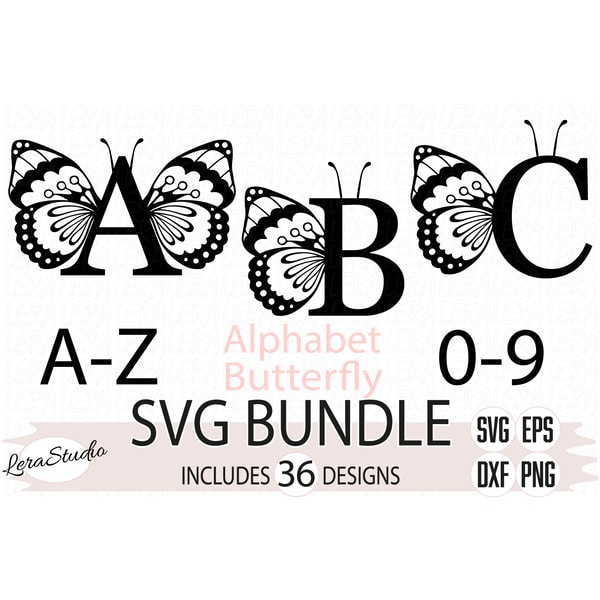 Alphabet Numbers Butterfly Svg, Font Svg, Letter Svg, Number | Inspire ...