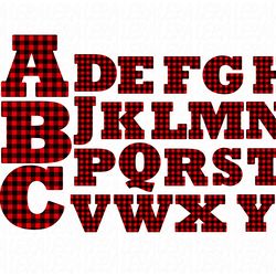 Alphabet Buffalo Plaid svg, Font Svg, Letter Svg, Digital download