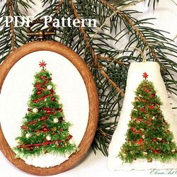 christmas tree embroidery pdf pattern download. 3d embroidery beginner tutorial. easy sewing christmas tree decoration