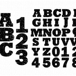 Alphabet Grunge Svg, Numbers Grunge Svg, Font Svg, Letter Svg, Digital download