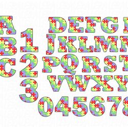Autism Font Svg, Alphabet puzzles Svg, Autism Puzzles Svg, Numbers Svg, Font Svg, Letter Svg, Digital download
