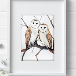 Common barn owl bird 8x11 inch original painting the owl art by Anne Gorywine