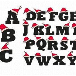 alphabet christmas svg, santa svg, christmas svg, font svg, letter svg, digital download