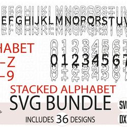 stacked alphabet svg, blood svg, alphabet svg, numbers svg, font svg, letter svg, digital download