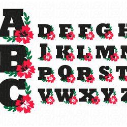 Flower Svg, Alphabet Svg, Font Svg, Letter Svg, Digital download