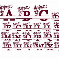 Alphabet Split Monogram Svg, Font Svg, Letter Svg, Digital download