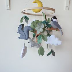 Woodland baby mobile, forest mobile, nursery woodland animals, new baby gift