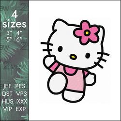 Hello Kitty Embroidery Design, Cute Childrens Cartoon, 4 Sizes