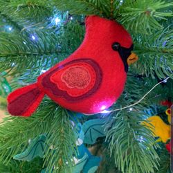 Cardinal ornaments, bird Christmas tree, cute Christmas ornaments, Bullfinch