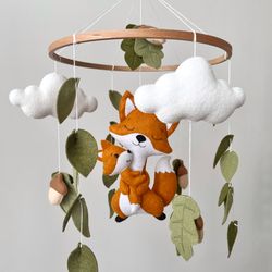 Fox crib mobile Forest  nursery decor