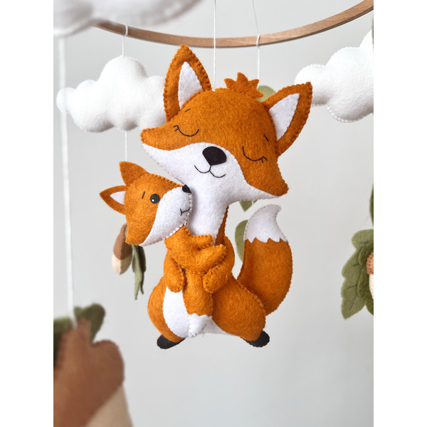 fox mom and baby mobile