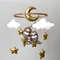 Baby mobile  with sloth family gold star and moon