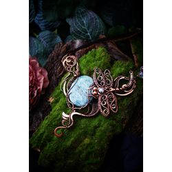 Wire wrapped amazonite copper necklace