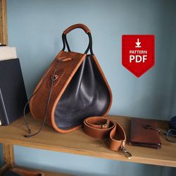 DIY Digital file pattern/ template leather large bucket bag with strap, PDF file