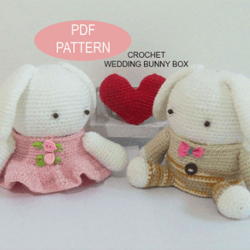 PDF Pattern, Crochet Wedding Bunny Box, patterns&tutorials, diy crochet pattern, crochet wedding gift