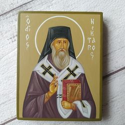 Saint Nectarios of Aegina | Hand painted icon | Orthodox icon | Religious icon | Christian supplies | Orthodox gift