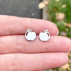 apple stud earrings, stainless steel jewelry