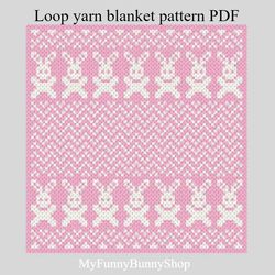 loop yarn finger knitted little bunnies baby blanket pattern pdf download