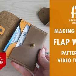 Leather flap card wallet pattern PDF & video tutorial