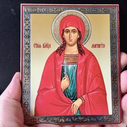 Saint Margarita The Virgin Martyr | Inspirational Icon Decor| Size: 5 1/4"x4 1/2"